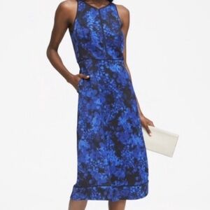 Banana Republic Blue Black Sheath Midi Dress